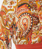 Smak Parlour Brick Red & Orange Paisley Ruffle Neck Empire A-Line Dress - Unique Vintage - Womens, DRESSES, A-LINE