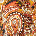 Smak Parlour Brick Red & Orange Paisley Ruffle Neck Empire A-Line Dress - Unique Vintage - Womens, DRESSES, A-LINE