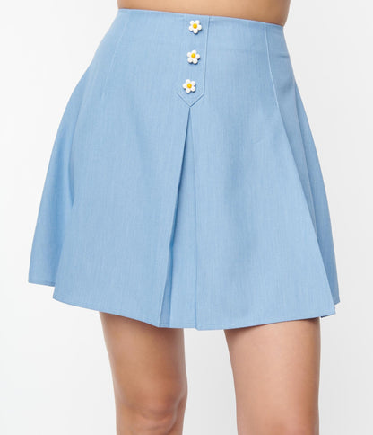 Smak Parlour Chambray Mini Skirt - Unique Vintage - Womens, BOTTOMS, SKIRTS