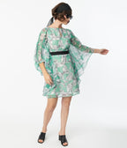 Smak Parlour Green Moth Print Social Climber Caftan - Unique Vintage - Womens, DRESSES, CAFTAN