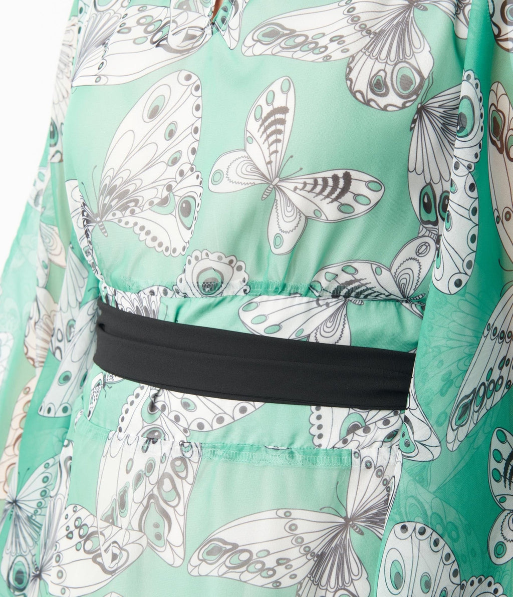 Smak Parlour Green Moth Print Social Climber Caftan - Unique Vintage - Womens, DRESSES, CAFTAN