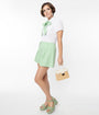 Smak Parlour Green & White Gingham Pleated Shorts