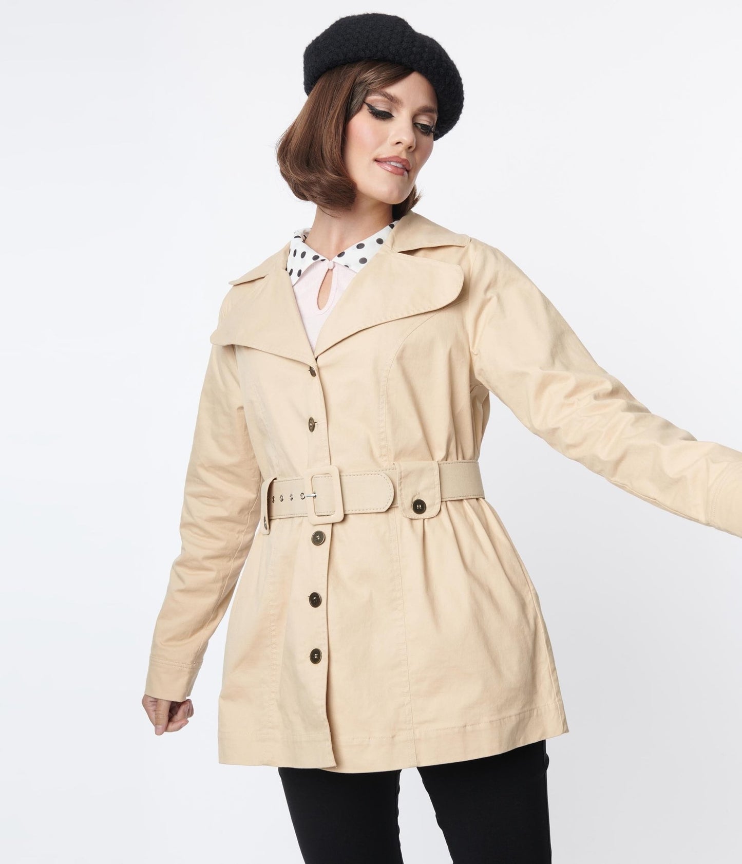 Smak Parlour Khaki Belted Trench Coat - Unique Vintage - Womens, TOPS, OUTERWEAR