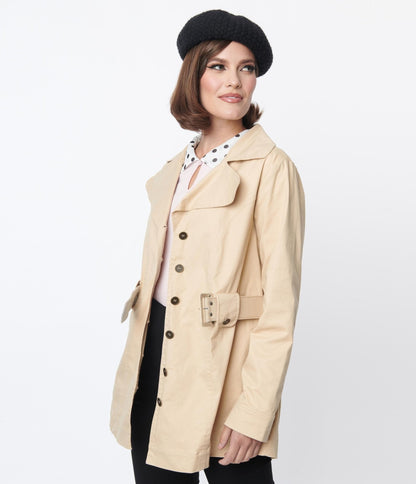 Smak Parlour Khaki Belted Trench Coat - Unique Vintage - Womens, TOPS, OUTERWEAR