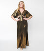 Smak Parlour 1970s Metallic Gold Knit Maxi Dress