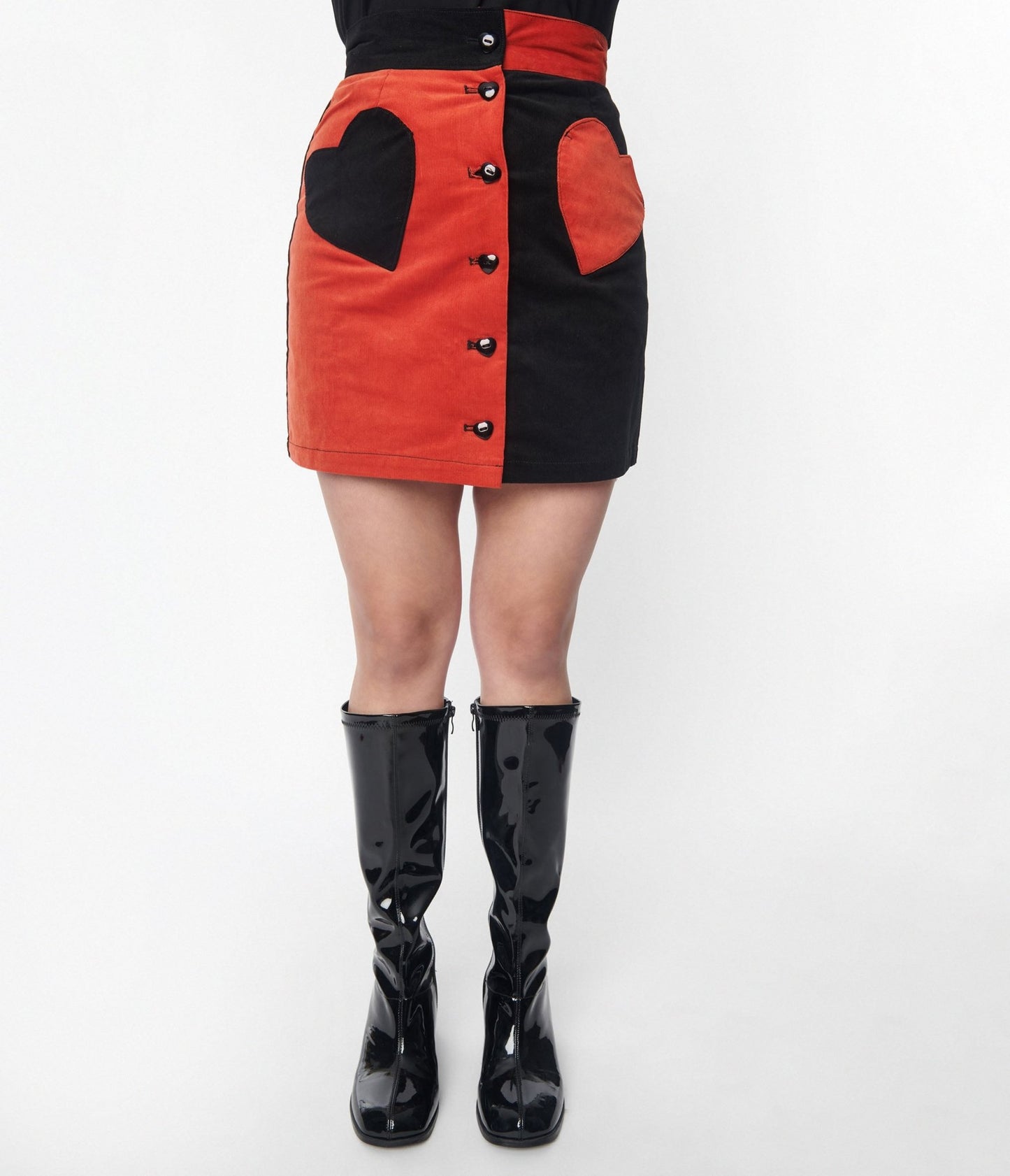Smak Parlour Orange & Black Heart Match Game Mini Skirt - Unique Vintage - Womens, HALLOWEEN, BOTTOMS