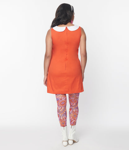 Smak Parlour Orange & Purple Tie Neck Shift Dress - Unique Vintage - Womens, DRESSES, SHIFTS