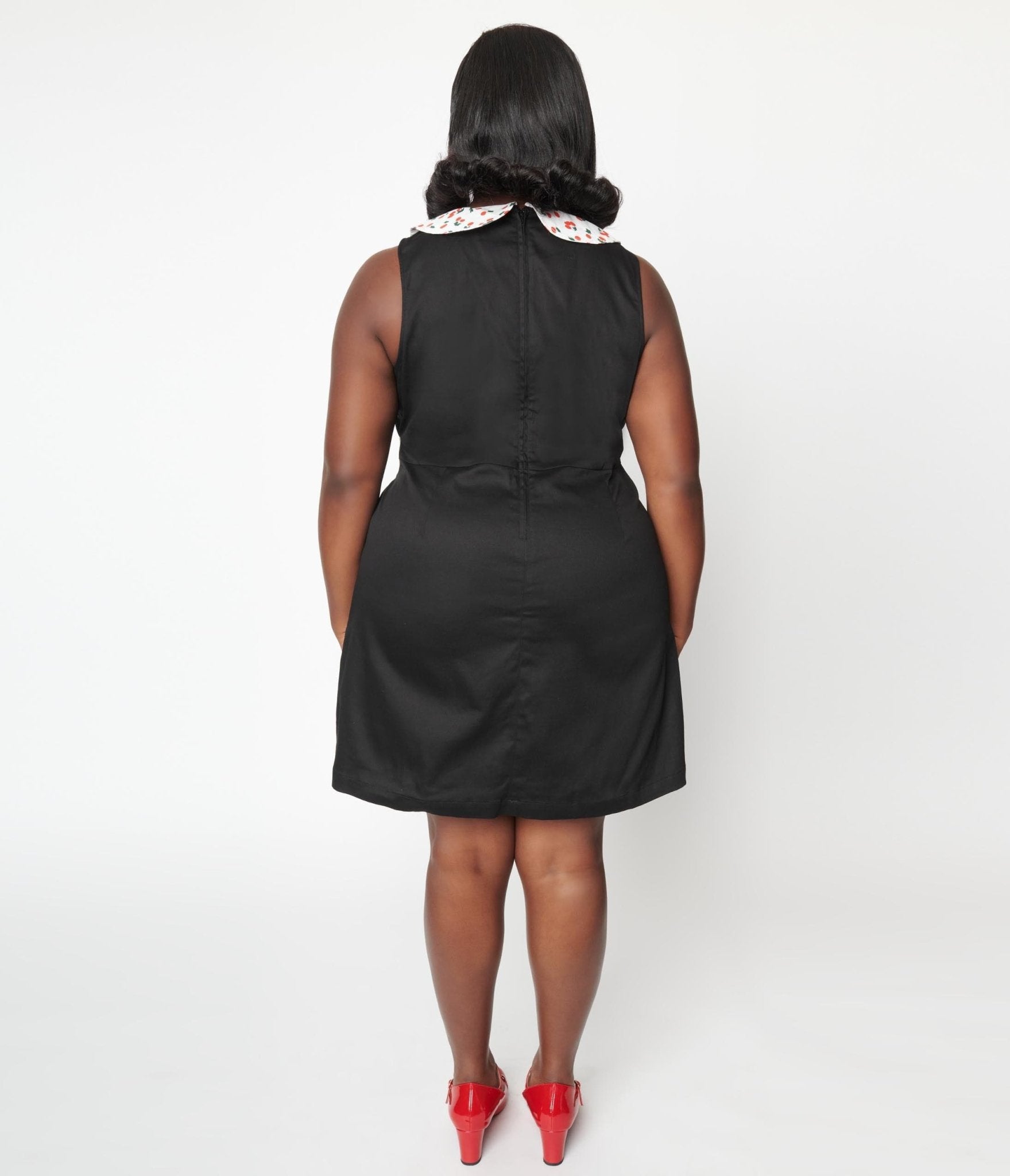 Smak Parlour Plus Size Black & Cherry Print Mini Dress - Unique Vintage - Womens, DRESSES, SHIFTS