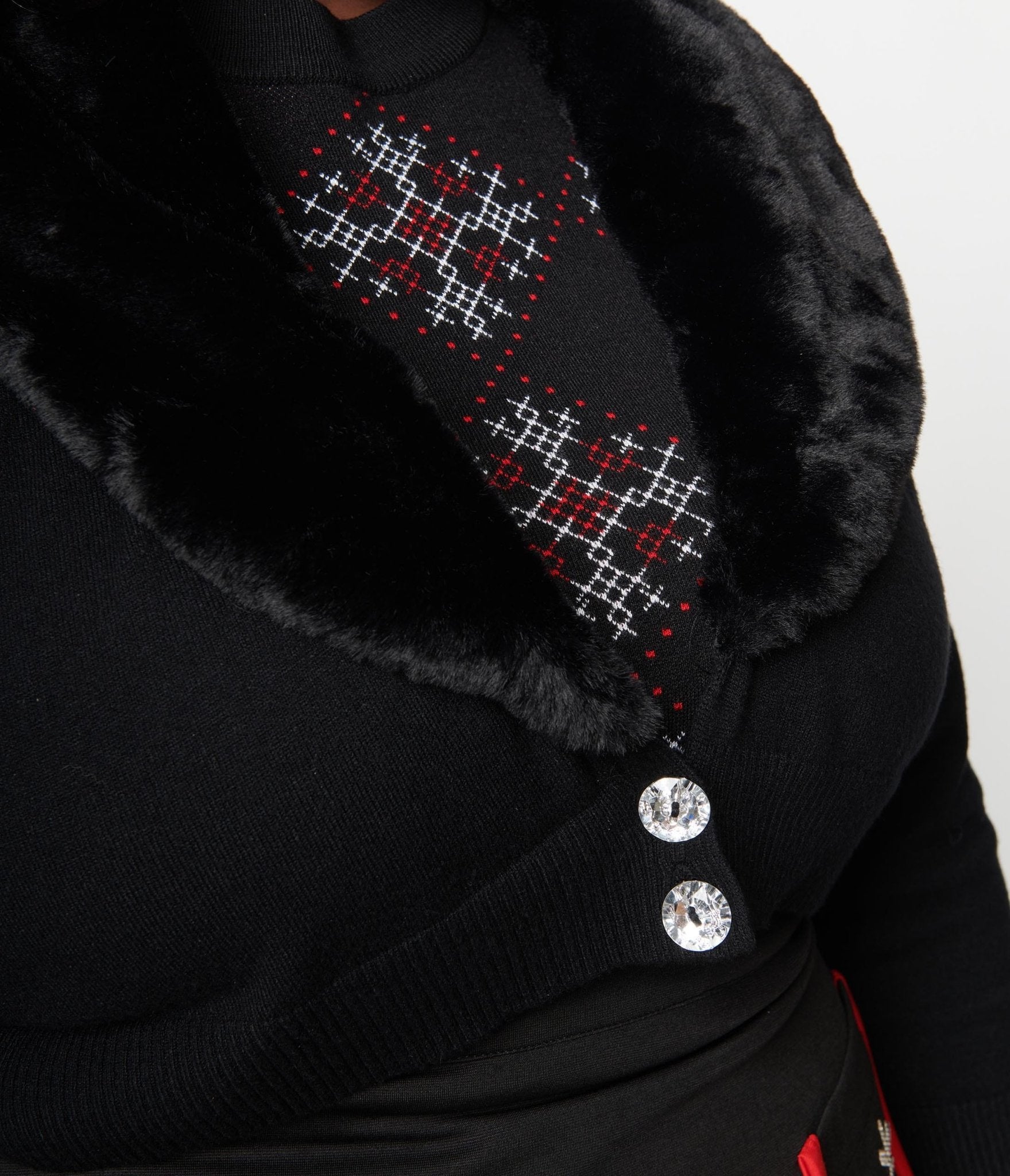 Smak Parlour Plus Size Black Faux Fur Collar Cardigan - Unique Vintage - Womens, TOPS, SWEATERS