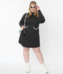 Smak Parlour Plus Size Black Mock Turtleneck Fit & Flare Dress