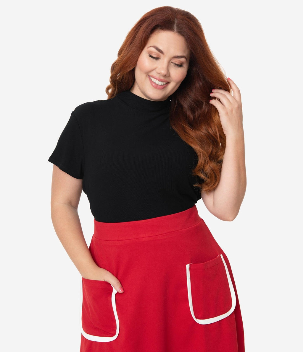 Smak Parlour Plus Size Black Mock Turtleneck It Girl Top - Unique Vintage - Womens, TOPS, KNIT TOPS