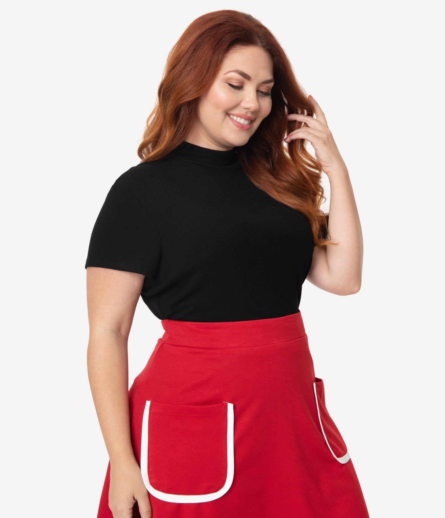 Smak Parlour Plus Size Black Mock Turtleneck It Girl Top - Unique Vintage - Womens, TOPS, KNIT TOPS