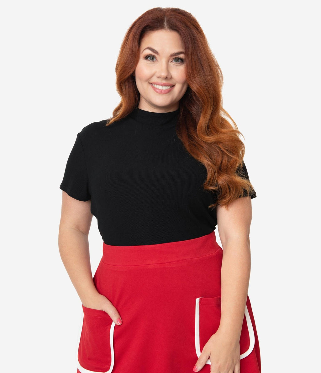 Smak Parlour Plus Size Black Mock Turtleneck It Girl Top - Unique Vintage - Womens, TOPS, KNIT TOPS