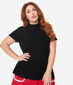 Smak Parlour Plus Size Black Mock Turtleneck It Girl Top - Unique Vintage - Womens, TOPS, KNIT TOPS