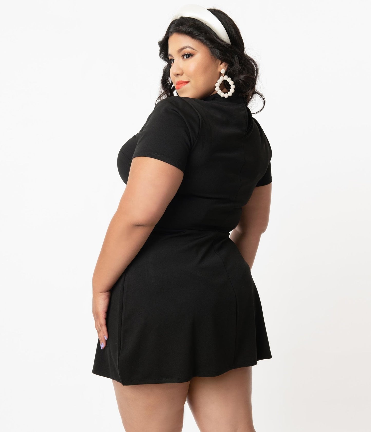 Smak Parlour Plus Size Black Mock Turtleneck Wave Maker Dress - Unique Vintage - Womens, DRESSES, SHIFTS