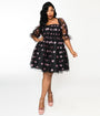 Smak Parlour Plus Size Black & Pink Glitter Lips Love Interest Babydoll Dress
