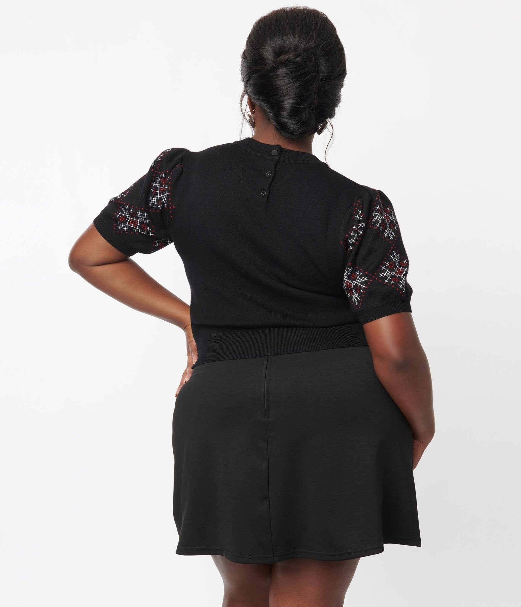 Smak Parlour Plus Size Black & Snowflake Say It Loud Mini Skirt - Unique Vintage - Womens, BOTTOMS, SKIRTS