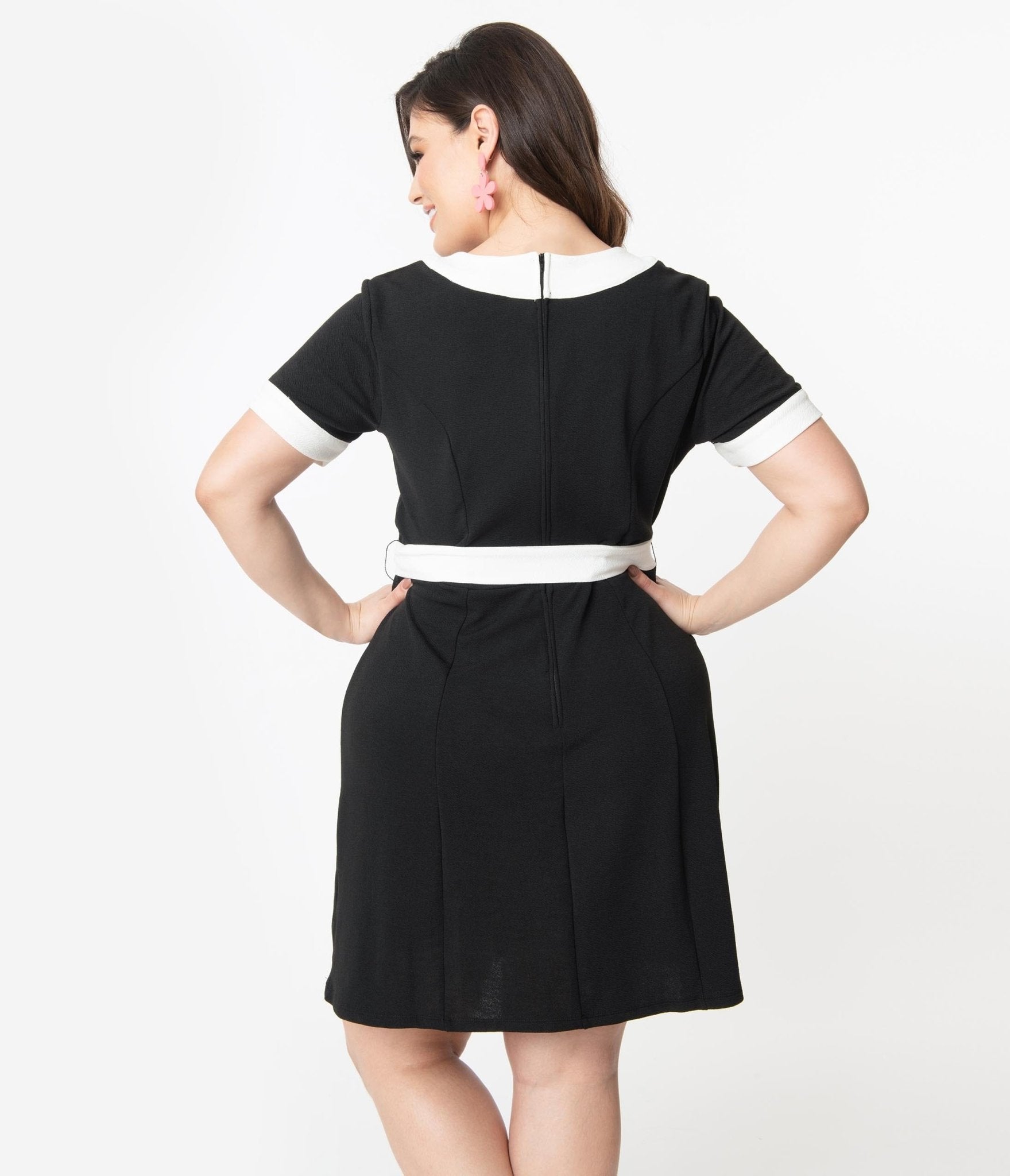 Smak Parlour Plus Size Black & White Belted Show Stealer Dress - Unique Vintage - Womens, DRESSES, WIGGLE