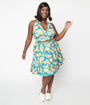 Smak Parlour Plus Size Blue Paisley Floral Mod Print Sweet Talk Flare Skirt