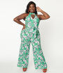 Smak Parlour Plus Size Green Butterfly Print Glamour Goddess Jumpsuit