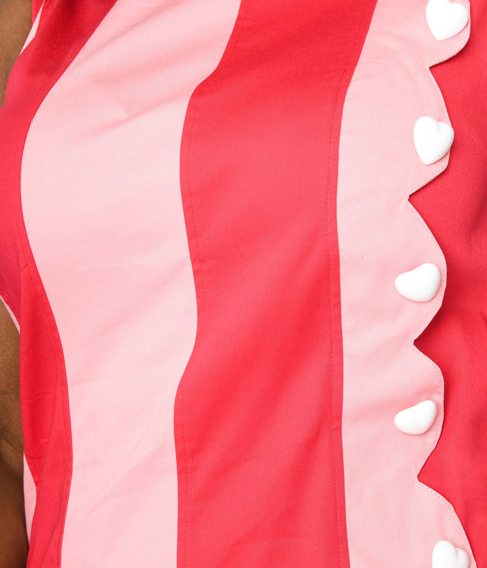 Smak Parlour Plus Size Hot & Light Pink Stripe Scallop Mini Dress - Unique Vintage - Womens, DRESSES, SHIFTS