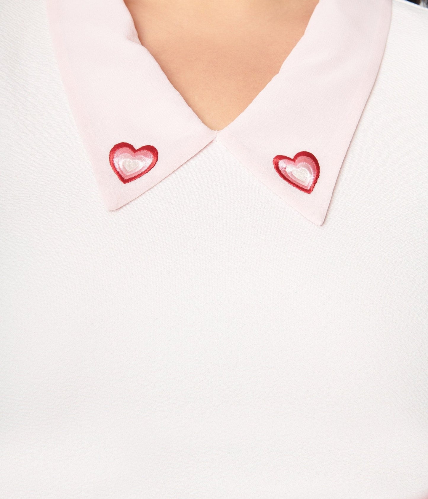 Smak Parlour Plus Size Light Pink Heart Embroidered Knit Top - Unique Vintage - Womens, TOPS, KNIT TOPS