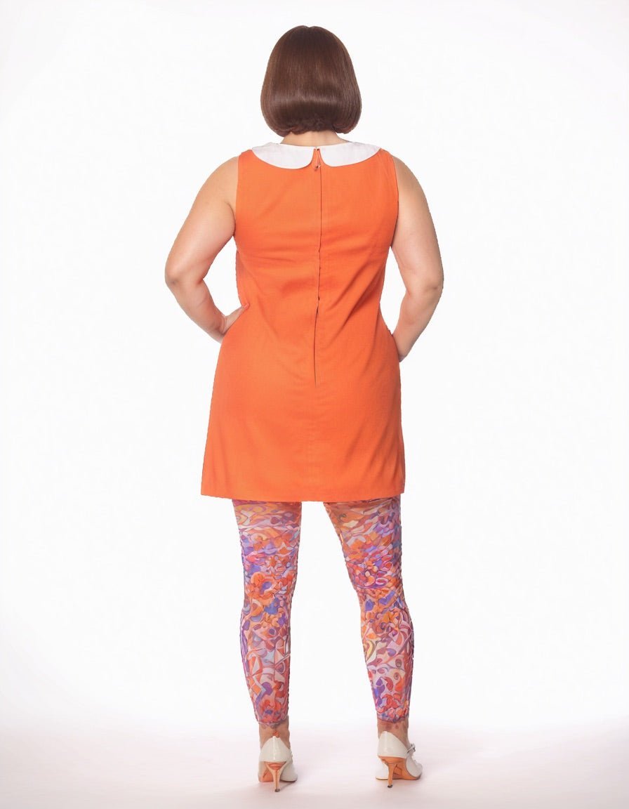 Smak Parlour Plus Size Orange & Purple Tie Neck Shift Dress - Unique Vintage - Womens, DRESSES, SHIFTS