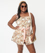 Smak Parlour Plus Size Pink & Brown Floral Sweet & Sassy Skirted Romper