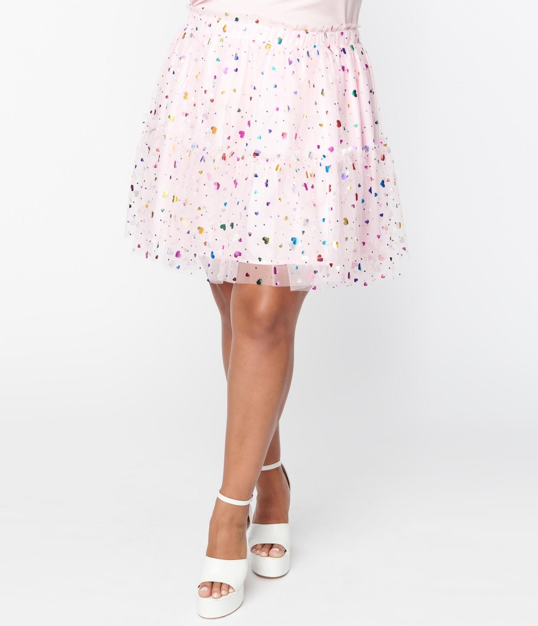 Smak Parlour Rainbow Tulle Twirl Power Flare Skirt | Floral | Size Large/10-12
