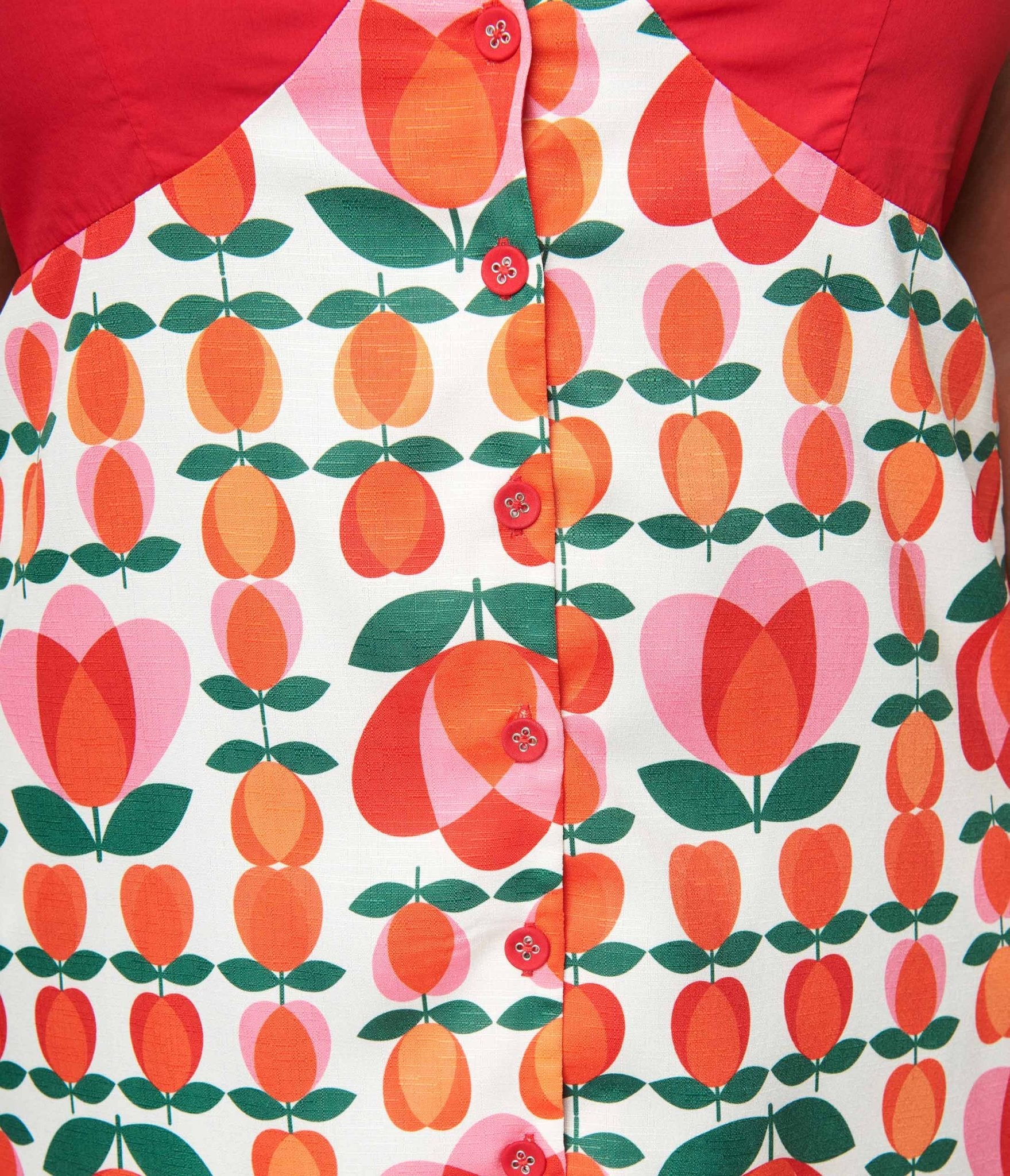 Smak Parlour Plus Size Red & Orange Tulip Mini Shirt Dress - Unique Vintage - Womens, DRESSES, FIT AND FLARE