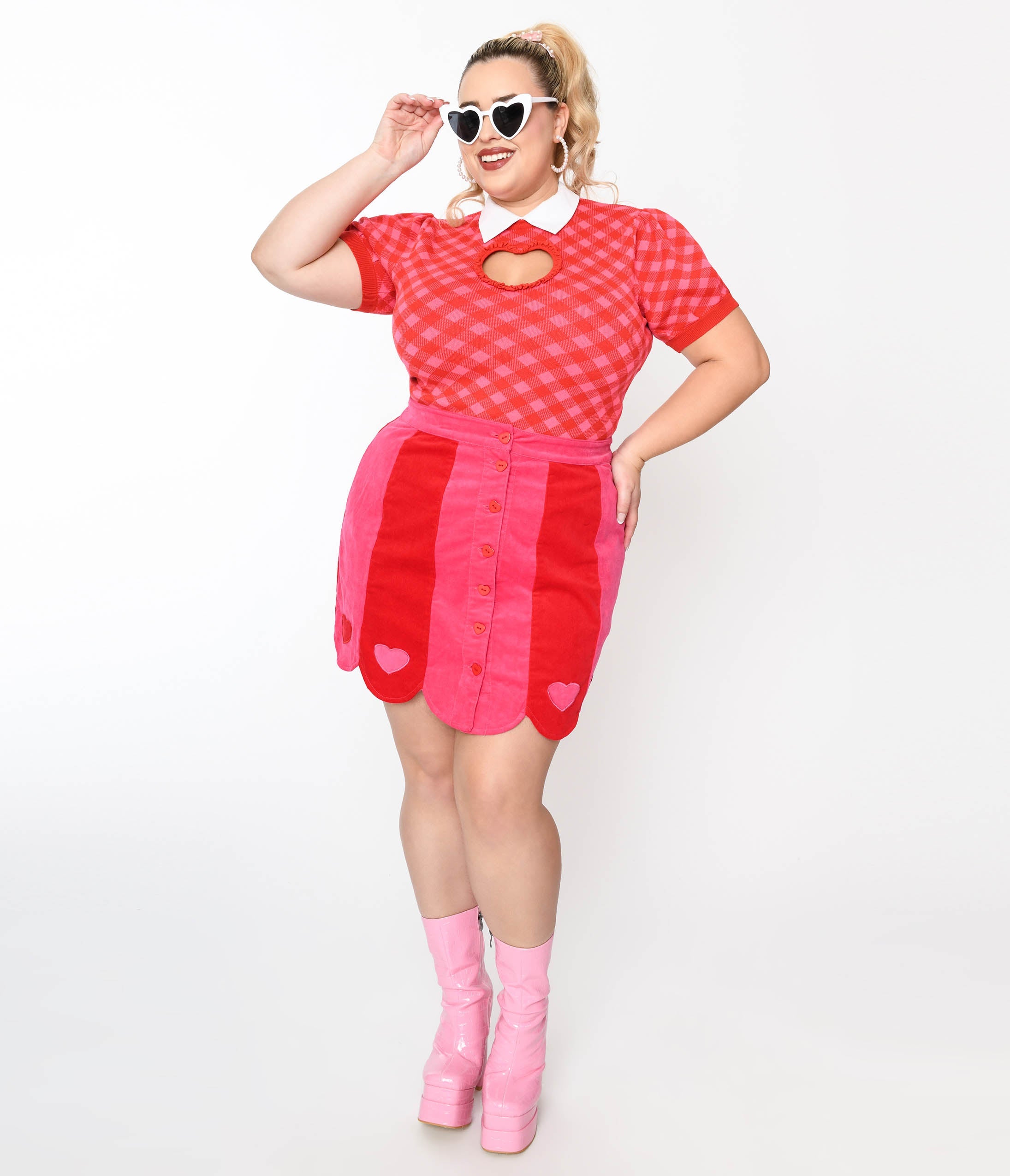 Plus size online red mini skirt