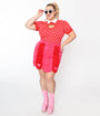 Smak Parlour Plus Size Red & Pink Love Corduroy Mini Skirt
