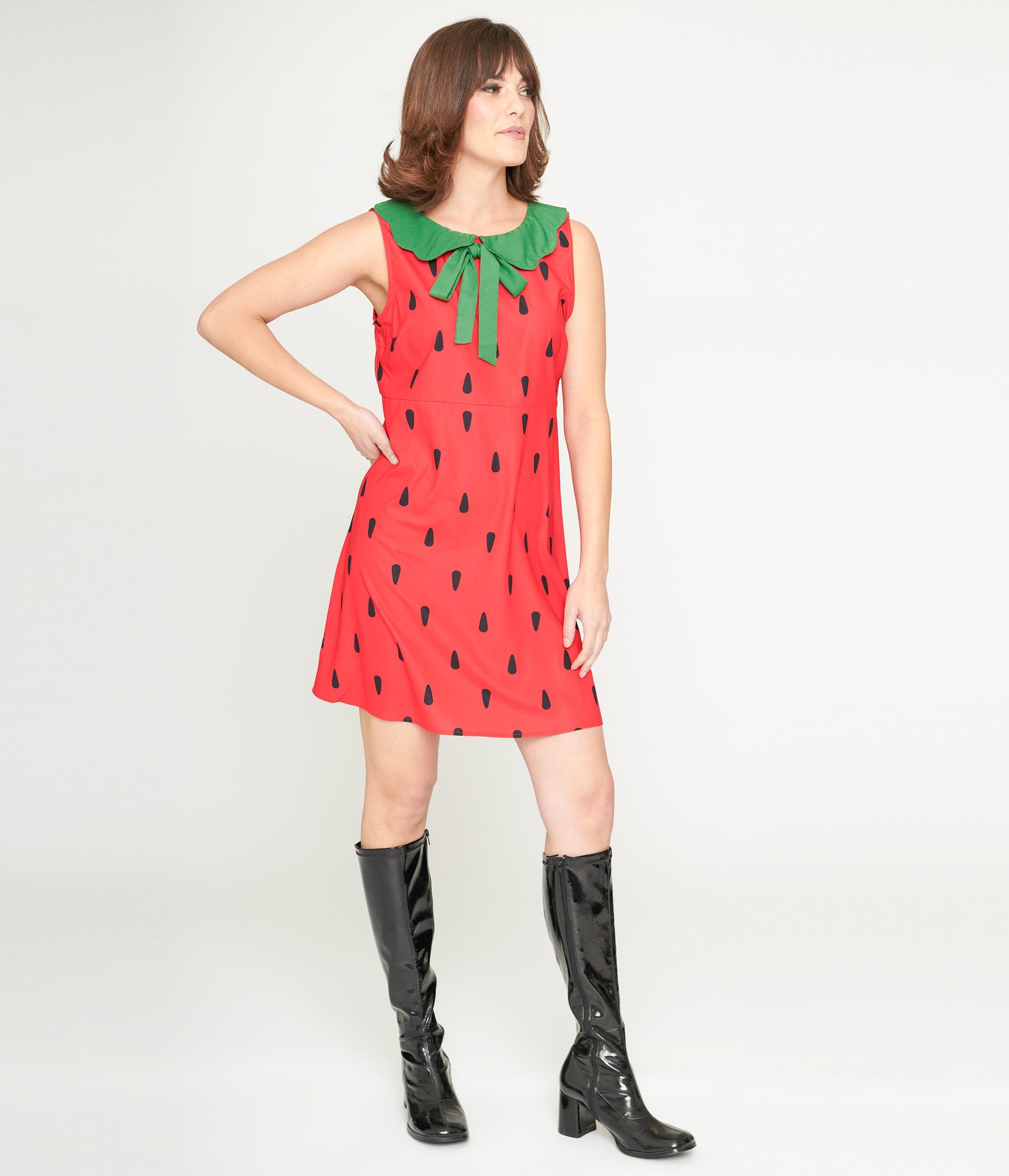 Smak Parlour Red & Green Strawberry Shift Dress - Unique Vintage - Womens, DRESSES, SHIFTS