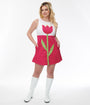 Smak Parlour Retro Style White & Pink Tulip Flower Power Shift Dress