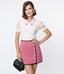 Smak Parlour Rose Quilted & Heart Buttons Mini Skirt