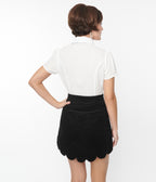 Smak Parlour White & Bow Ties Power Play Blouse - Unique Vintage - Womens, TOPS, WOVEN TOPS