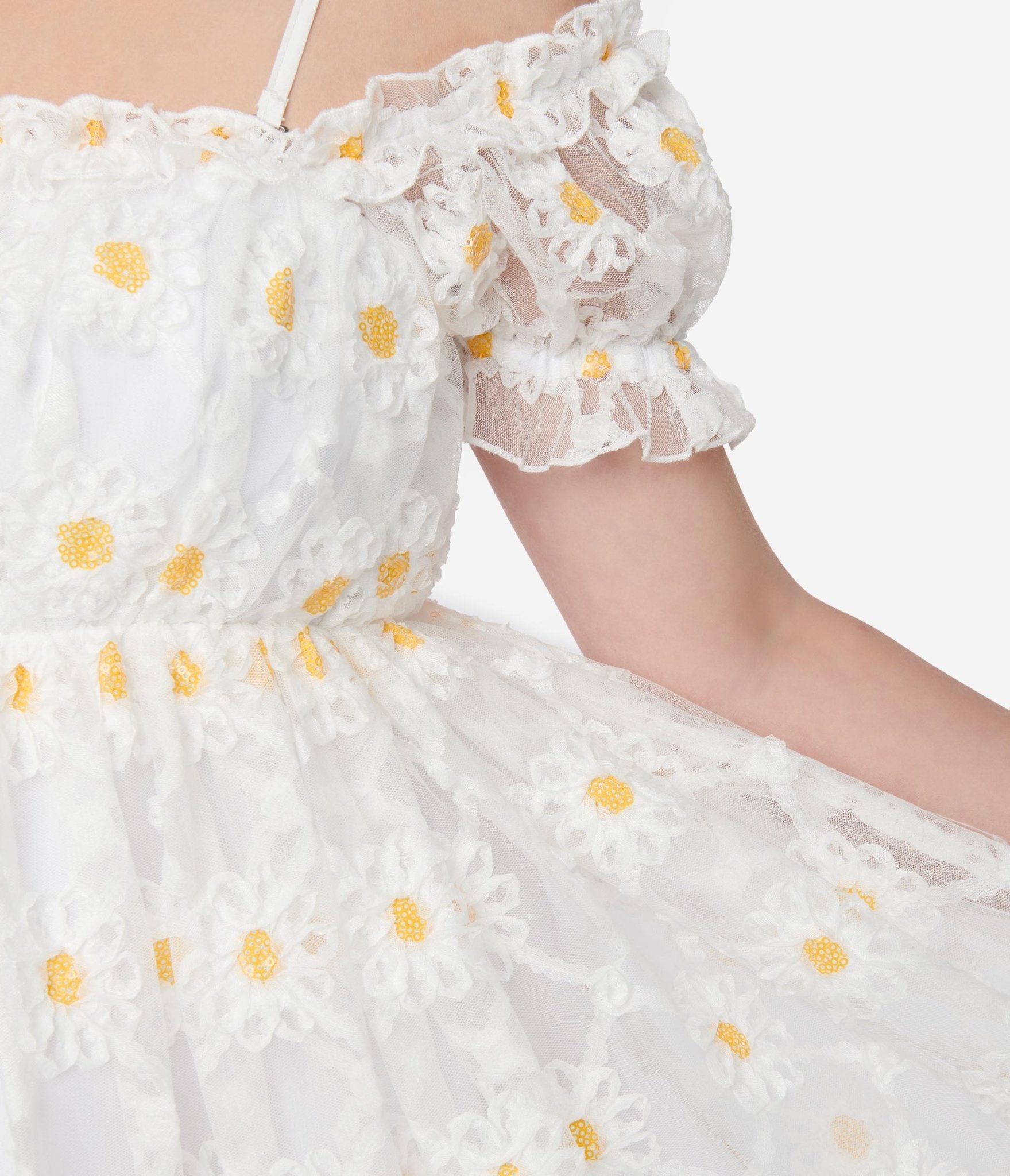 Smak Parlour White Daisy Off the Shoulder Babydoll Dress - Unique Vintage - Womens, DRESSES, BABYDOLL