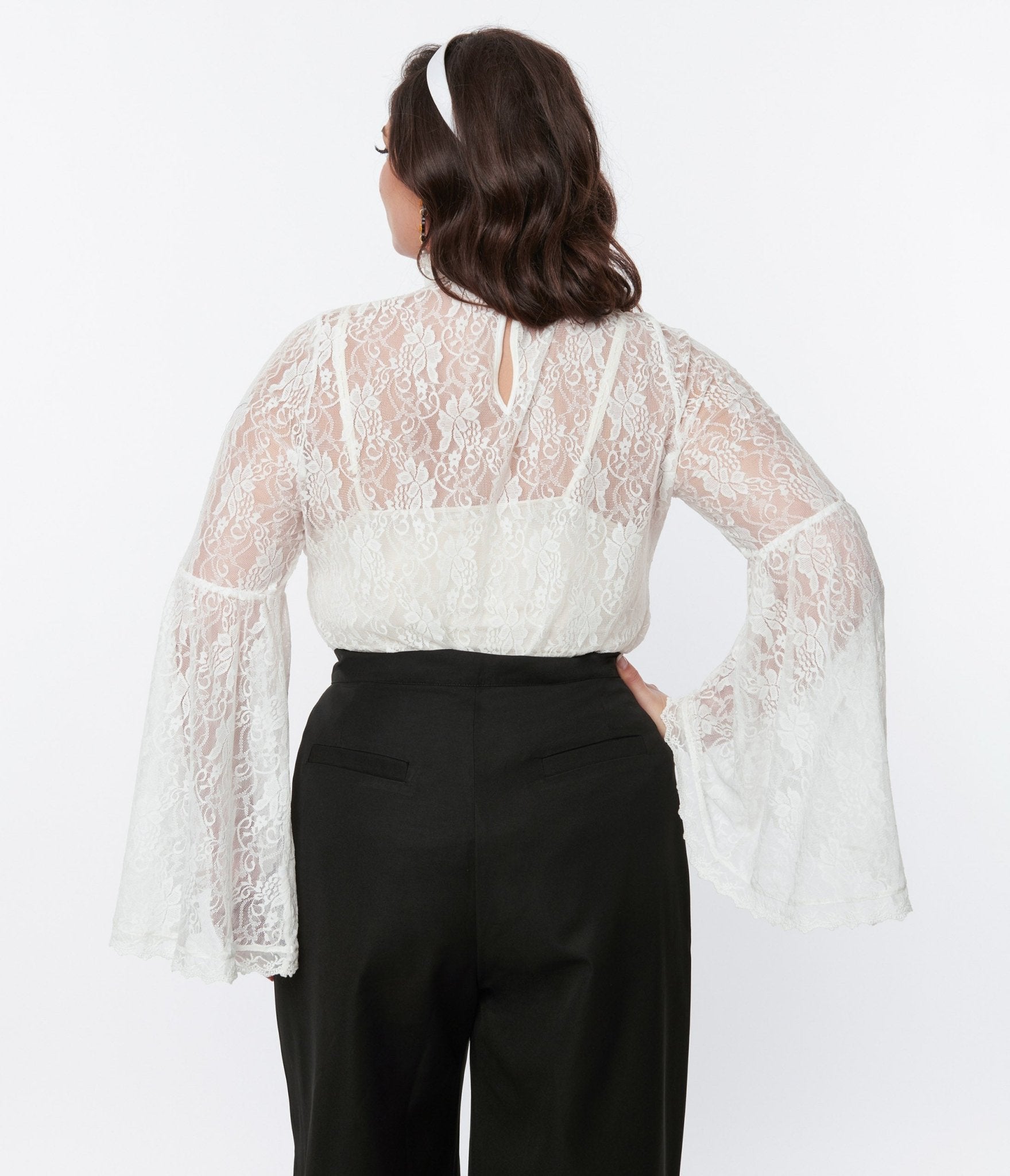 Smak Parlour White Lace Bell Sleeve Blouse - Unique Vintage - Womens, TOPS, KNIT TOPS