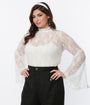 Smak Parlour White Lace Bell Sleeve Blouse