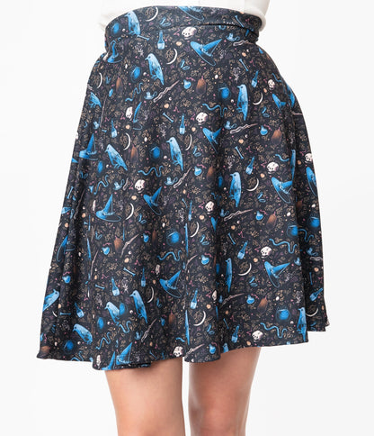 Smak Parlour Witchy Things Print Sweet Talk Skirt - Unique Vintage - Womens, HALLOWEEN, BOTTOMS