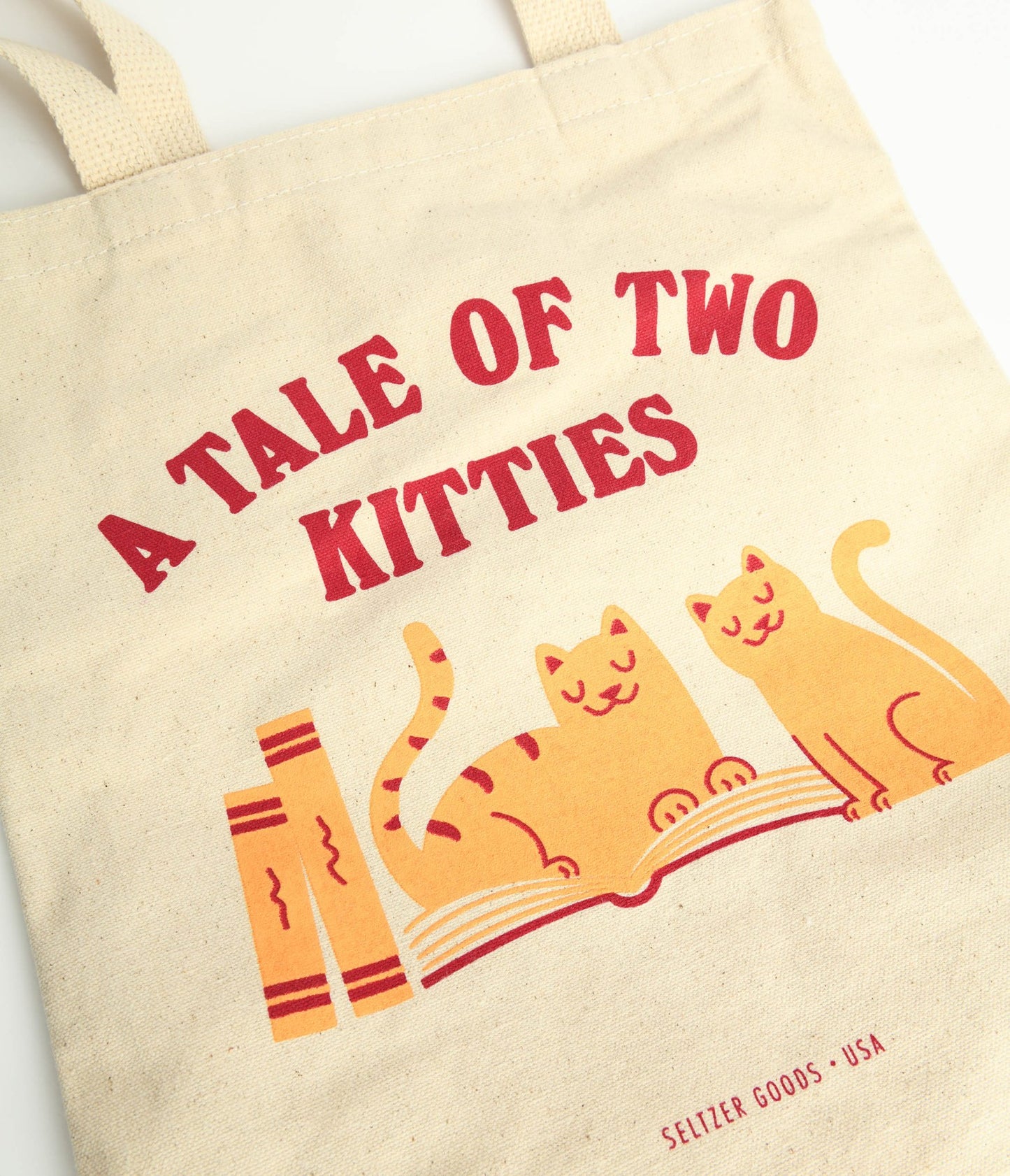 Tale of Two Kitties Canvas Tote Bag - Unique Vintage - Womens, ACCESSORIES, HANDBAGS