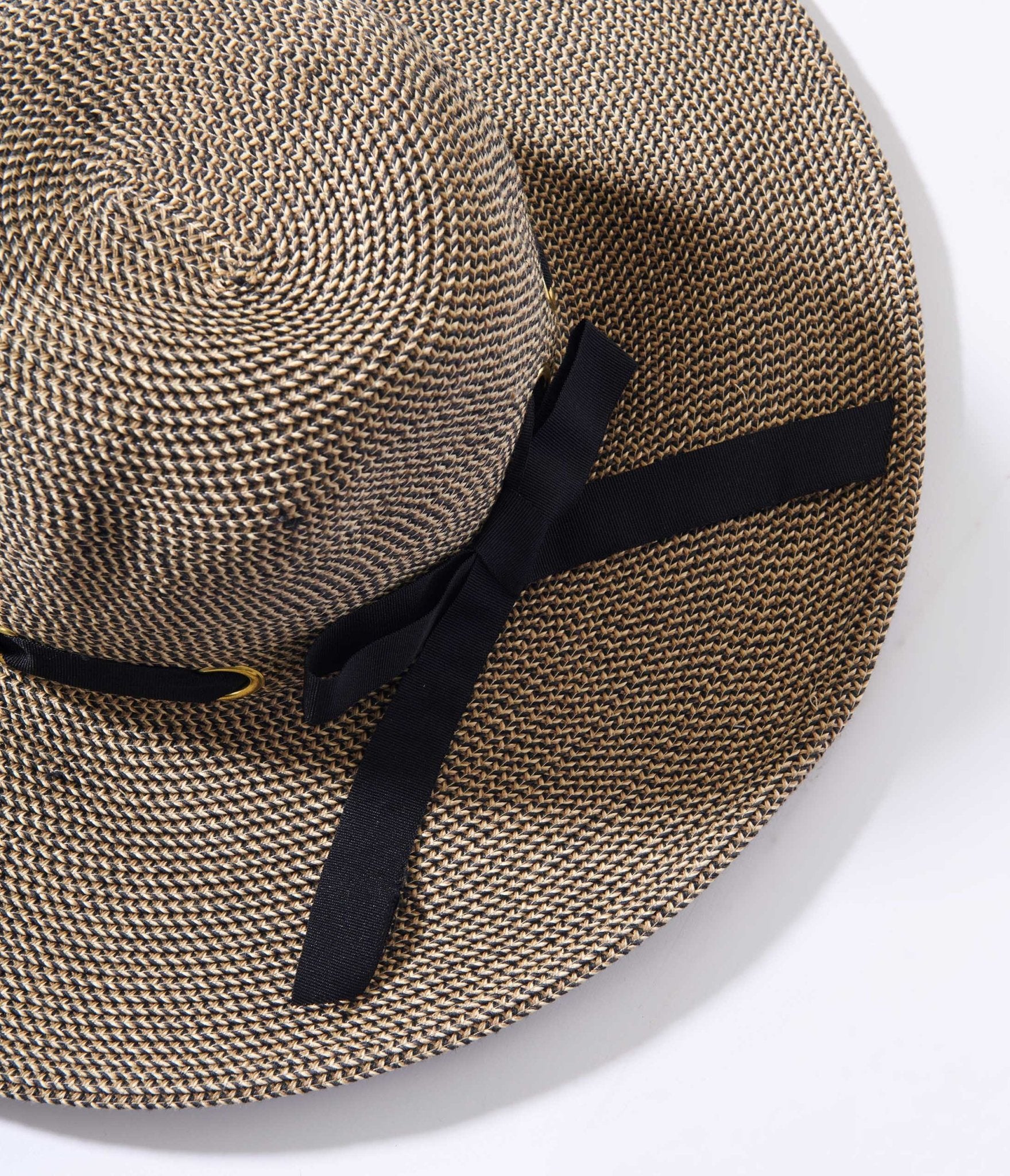 Tan & Black Ribbon Sun Hat - Unique Vintage - Womens, ACCESSORIES, HATS