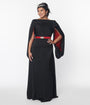 The Great Gatsby x Unique Vintage Black Satin & Red Contrast Evening Gown