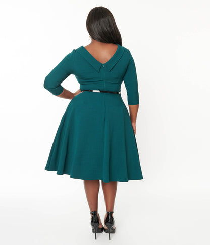 The Pretty Dress Company Forest Green Grace Fit & Flare Dress - Unique Vintage - Womens, DRESSES, SWING