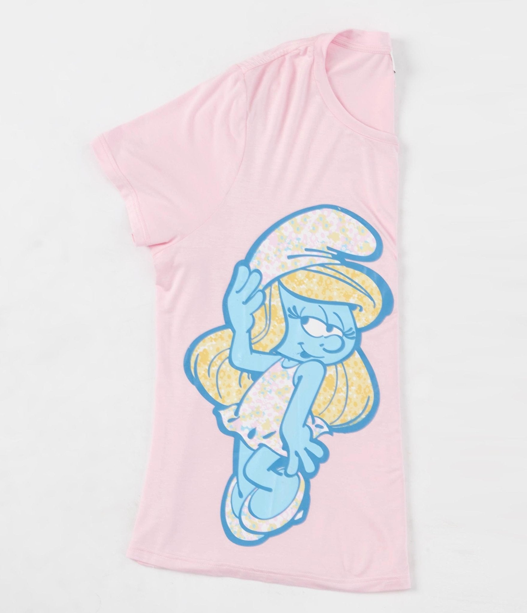 The Smurfs x Unique Vintage Pink Smurfs Fitted Tee - Unique Vintage - Womens, GRAPHIC TEES, TEES