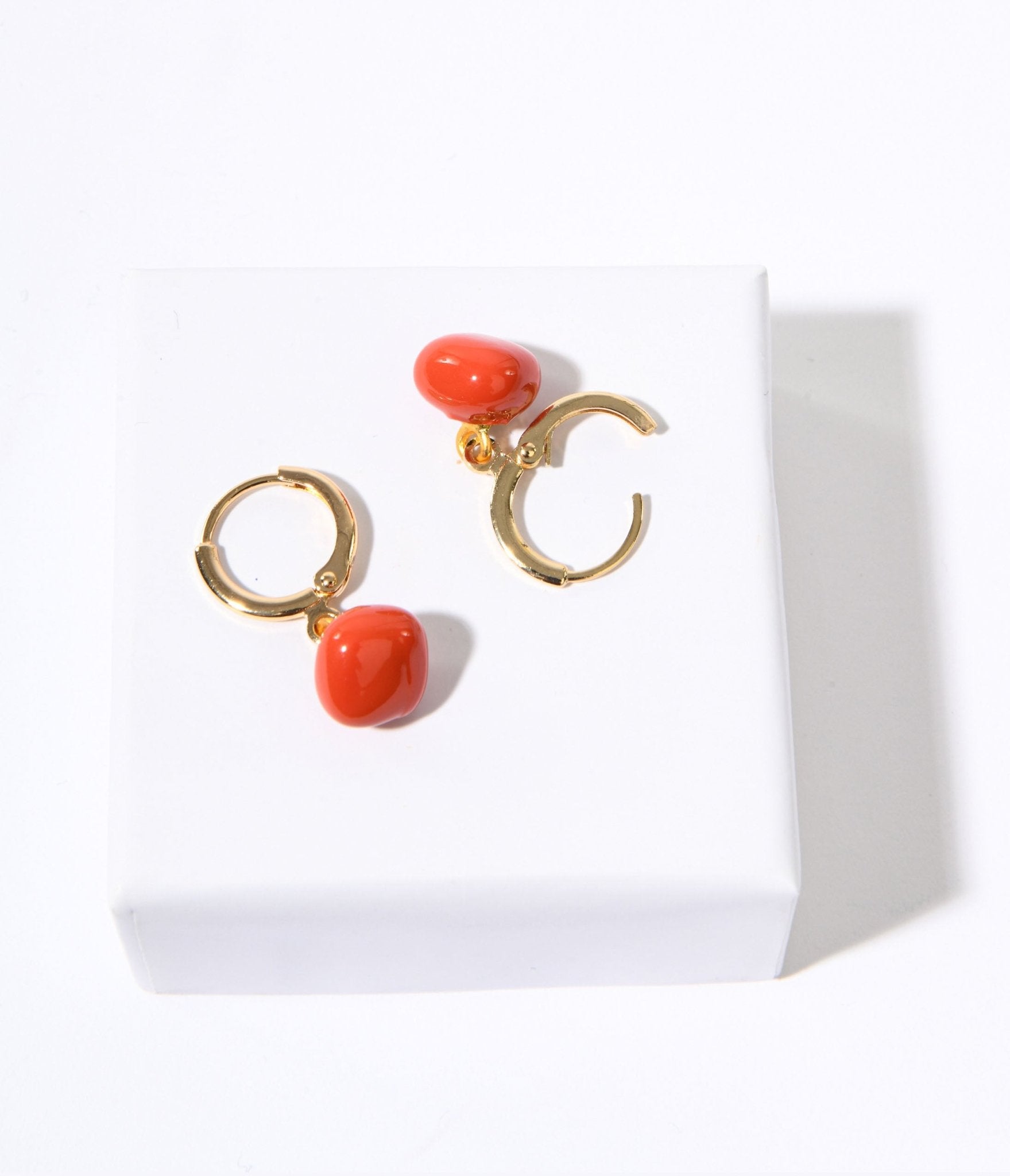 Tomato Huggie Drop Earrings - Unique Vintage - Womens, ACCESSORIES, JEWELRY