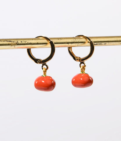 Tomato Huggie Drop Earrings - Unique Vintage - Womens, ACCESSORIES, JEWELRY