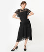 Unique Vintage 1920s Black Lace Marmande Flapper Dress