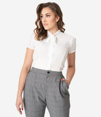Unique Vintage 1940s White Elsie Blouse - Unique Vintage - Womens, TOPS, WOVEN TOPS