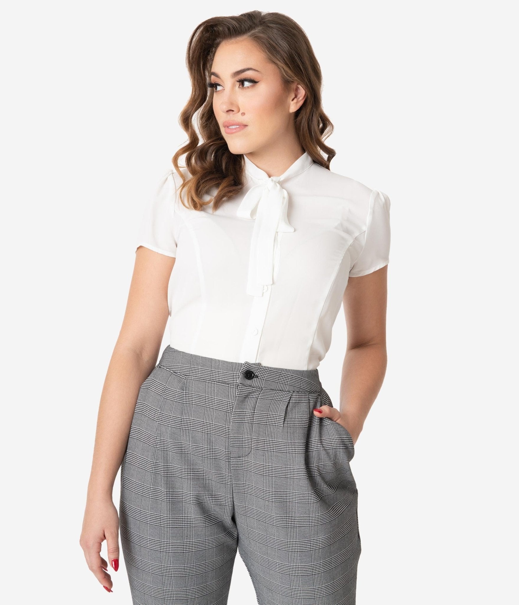 Unique Vintage 1940s White Elsie Blouse - Unique Vintage - Womens, TOPS, WOVEN TOPS